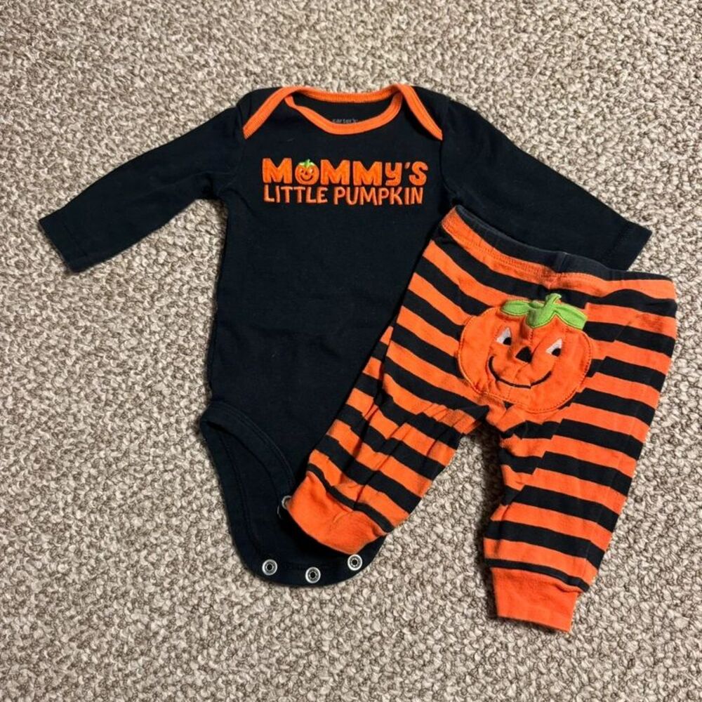 Carter's Mommy's Little Pumpkin Halloween Bodysuit & Pants 3 Months - Picture 1 of 2